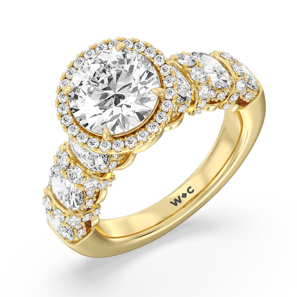 Round Cut The Carnegie Ring with Lab Grown Diamond in 14KT Yellow Gold view 3
