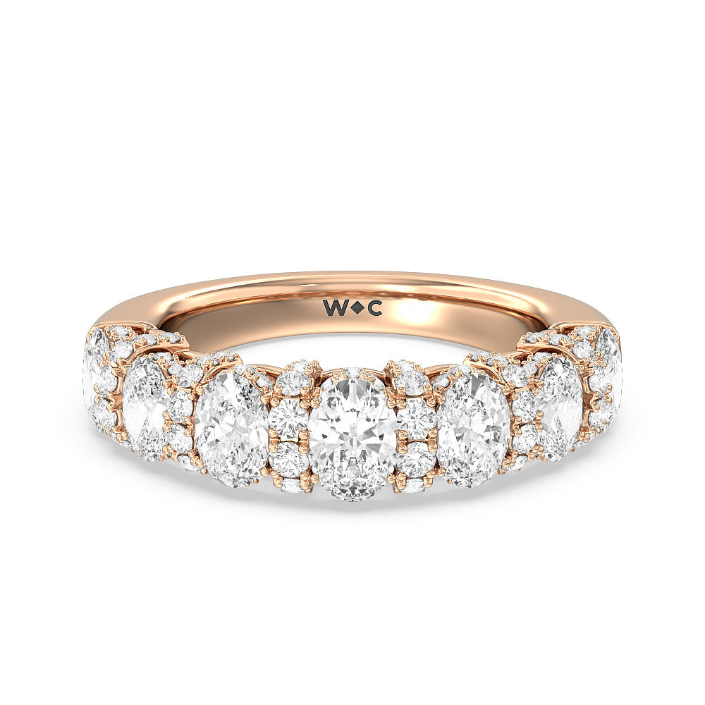 The Carnegie Diamond Wedding Band with 18KT Rose Gold Cut Diamond in 14KT Rose Gold view 1
