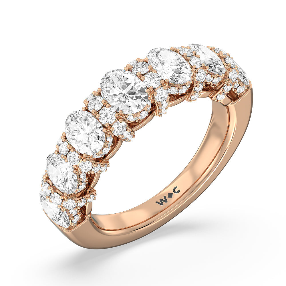 The Carnegie Diamond Wedding Band with 18KT Rose Gold Cut Diamond in 14KT Rose Gold view 4
