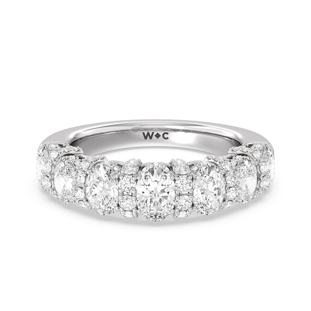 The Carnegie Diamond Wedding Band with 18KT White Gold Cut Diamond in 14KT White Gold view 1
