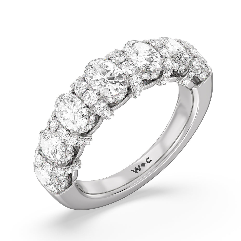 The Carnegie Diamond Wedding Band with 18KT White Gold Cut Diamond in 14KT White Gold view 4
