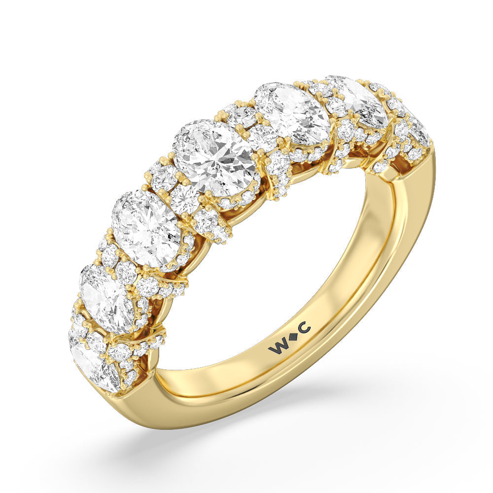 The Carnegie Diamond Wedding Band with 18KT Yellow Gold Cut Diamond in 14KT Yellow Gold view 4
