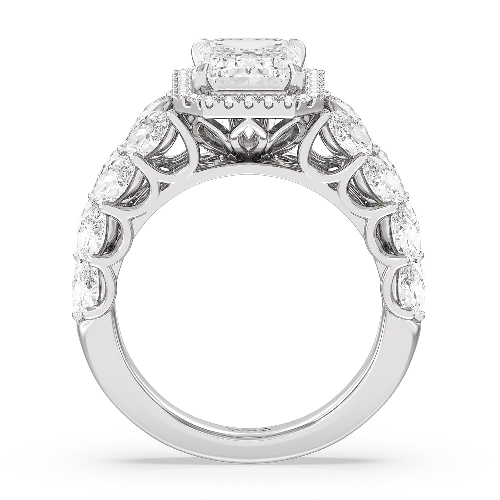 The Empire Ring with Emerald Cut Diamond in 14KT Platinum view 2

