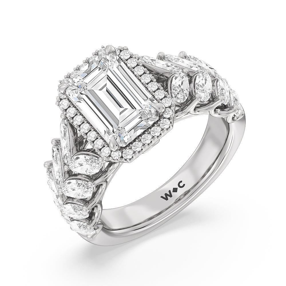 The Empire Ring with Emerald Cut Diamond in 14KT Platinum view 3
