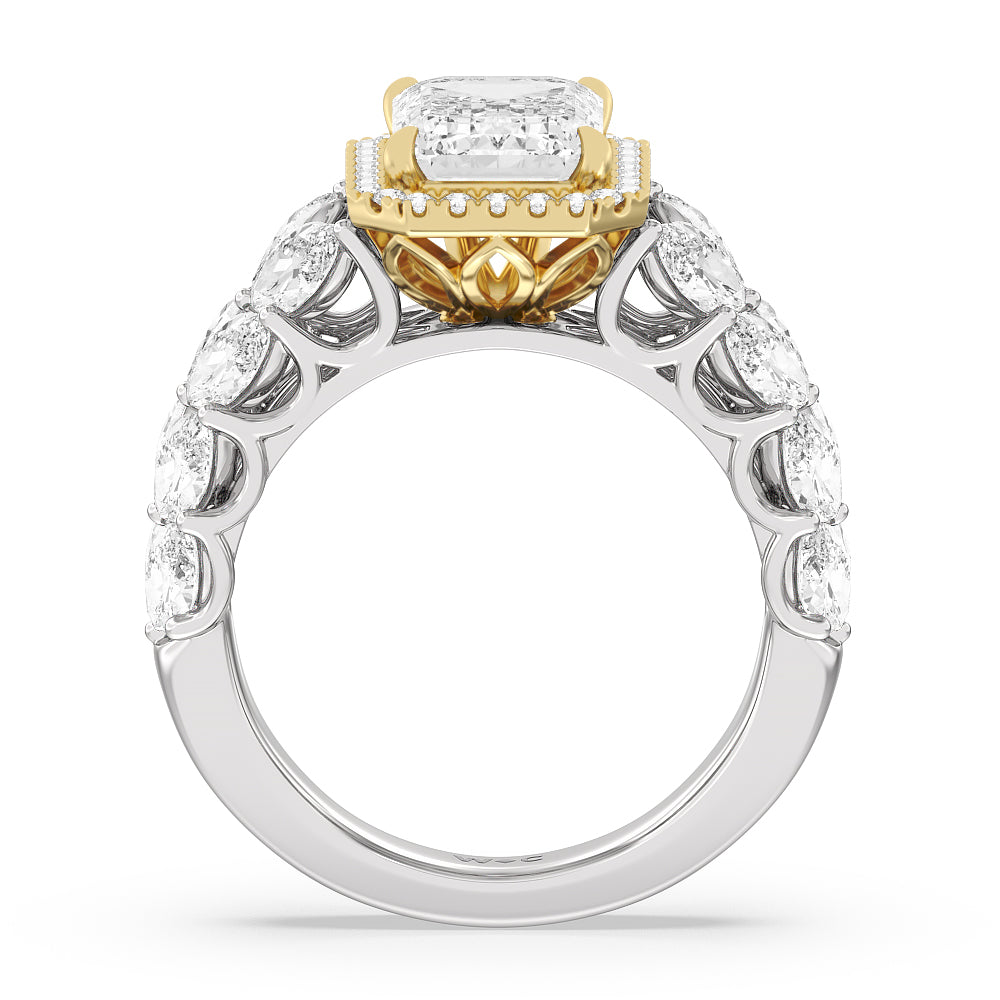 The Empire Ring with Emerald Cut Diamond in 14KT White & Yellow Gold view 2
