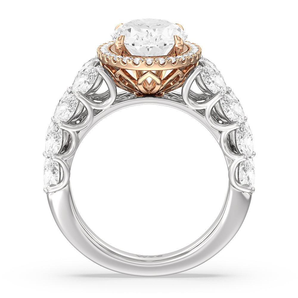 The Empire Ring with Oval Cut Diamond in 14KT White & Rose Gold view 2
