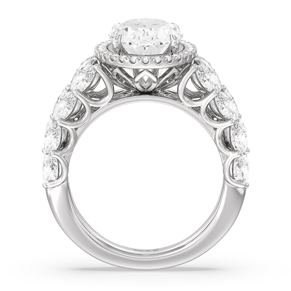 The Empire Ring with Oval Cut Diamond in 14KT Platinum view 2
