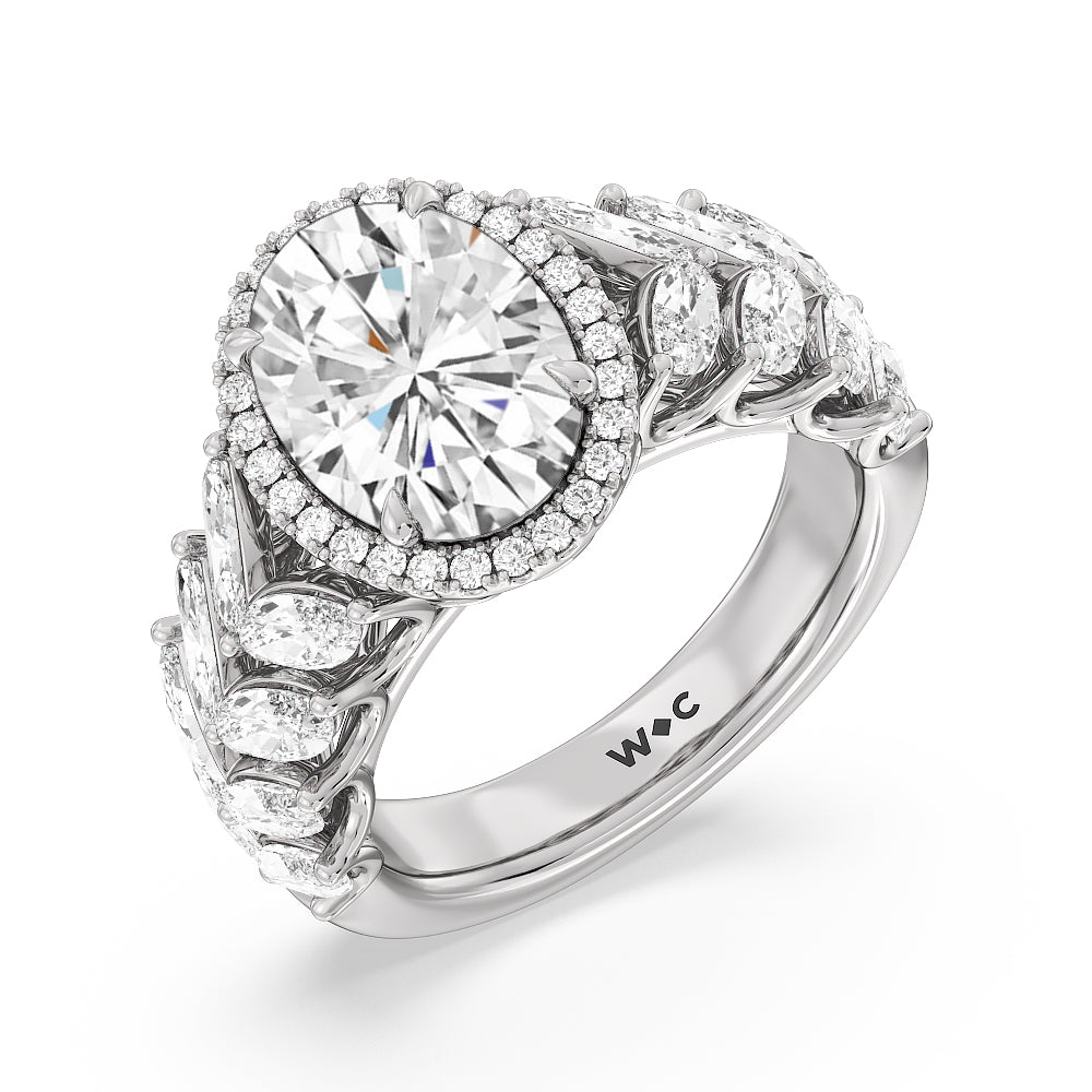 The Empire Ring with Oval Cut Diamond in 14KT Platinum view 3
