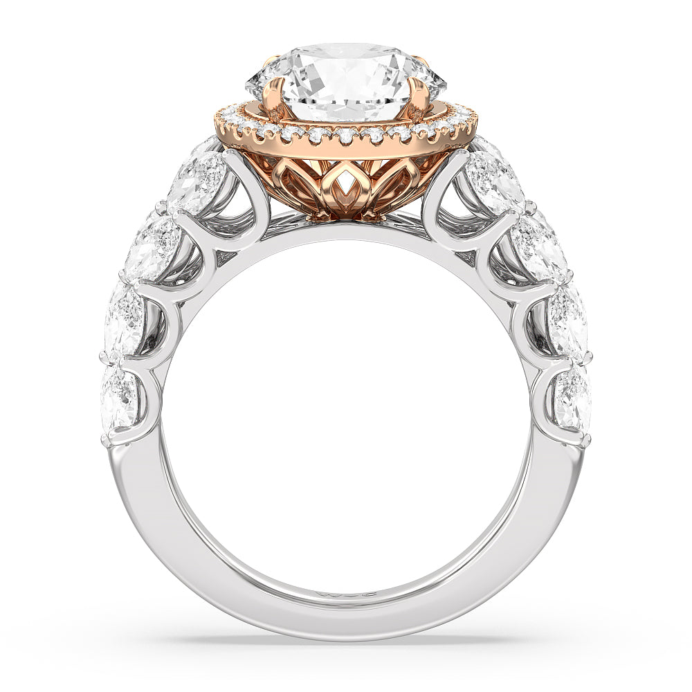 The Empire Ring with Round Cut Diamond in 14KT White & Rose Gold view 2
