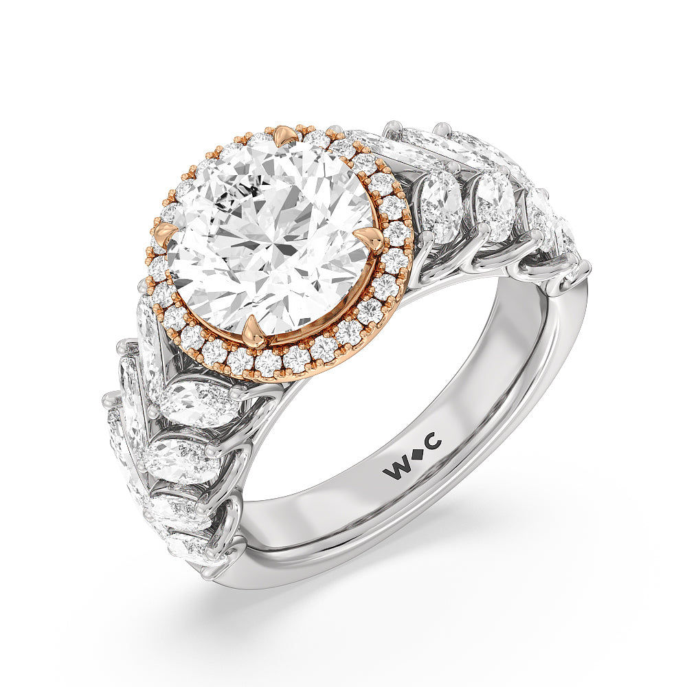 The Empire Ring with Round Cut Diamond in 14KT White & Rose Gold view 3
