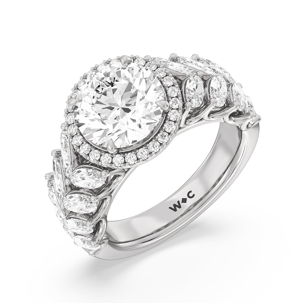 The Empire Ring with Round Cut Diamond in 14KT Platinum view 3
