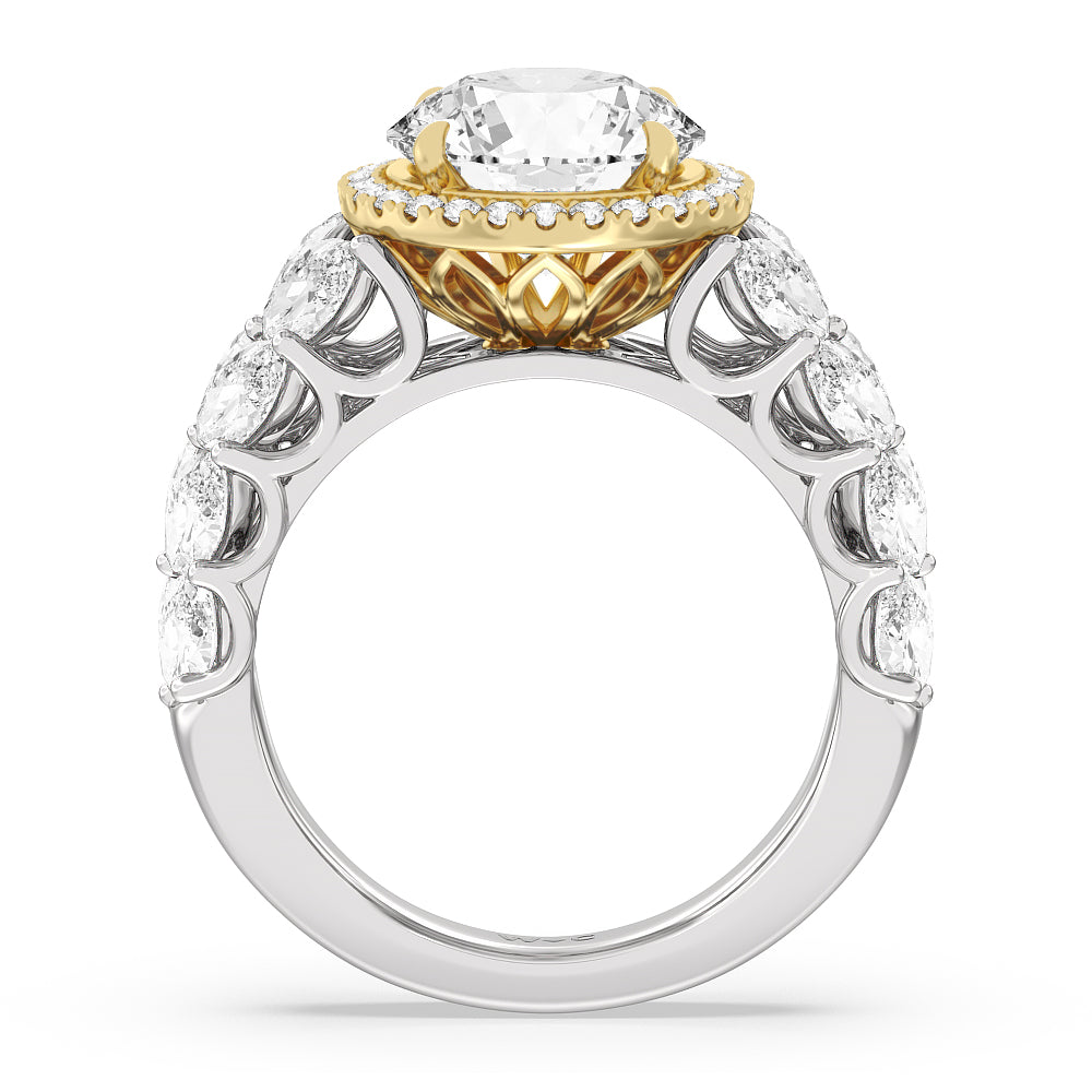 The Empire Ring with Round Cut Diamond in 14KT White & Yellow Gold view 2
