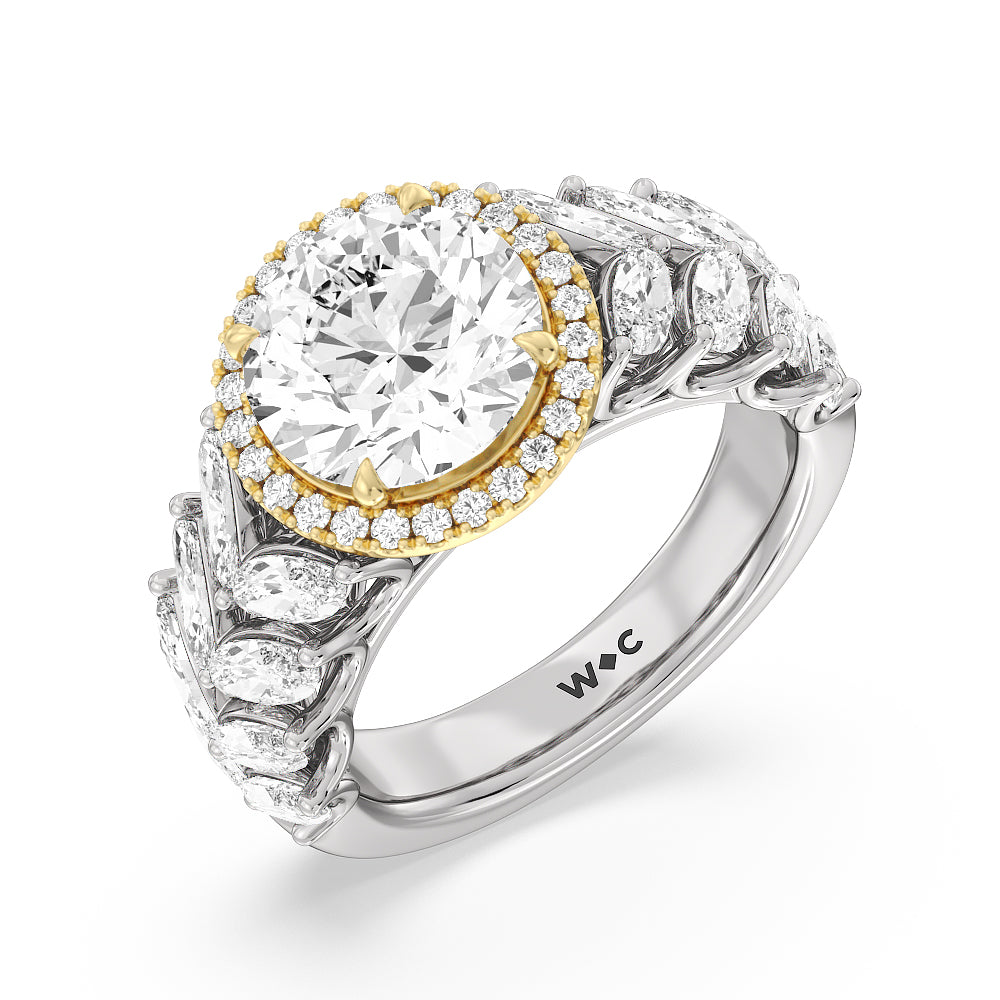 The Empire Ring with Round Cut Diamond in 14KT White & Yellow Gold view 3
