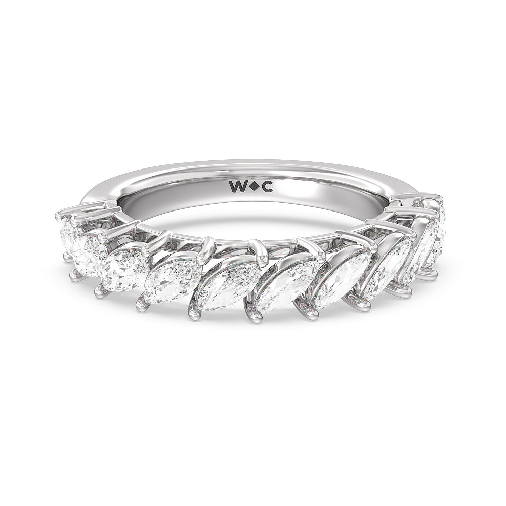 The Empire Diamond Band with Lab Cut Diamond in 14KT White Gold view 1
