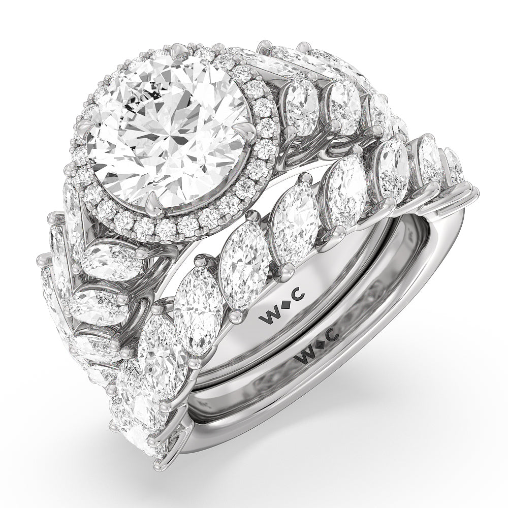 The Empire Diamond Band with Lab Cut Diamond in 14KT White Gold view 4
