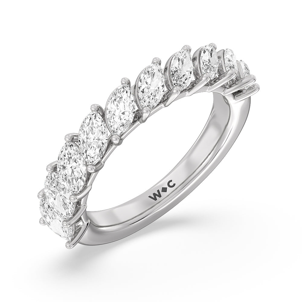 The Empire Diamond Band with Lab Cut Diamond in 14KT White Gold view 2
