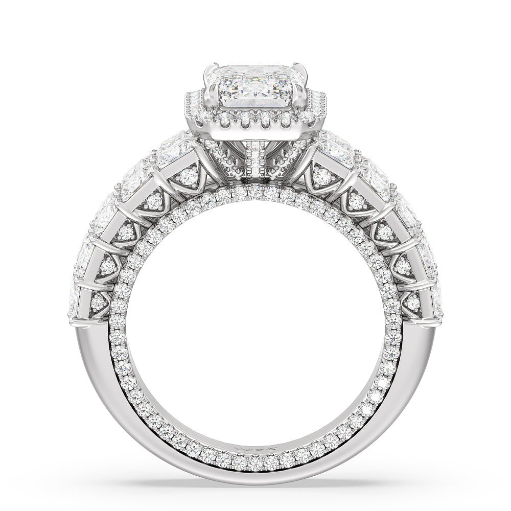 Emerald Cut The Rockefeller Ring with Lab Grown Diamond in 14KT Platinum view 2
