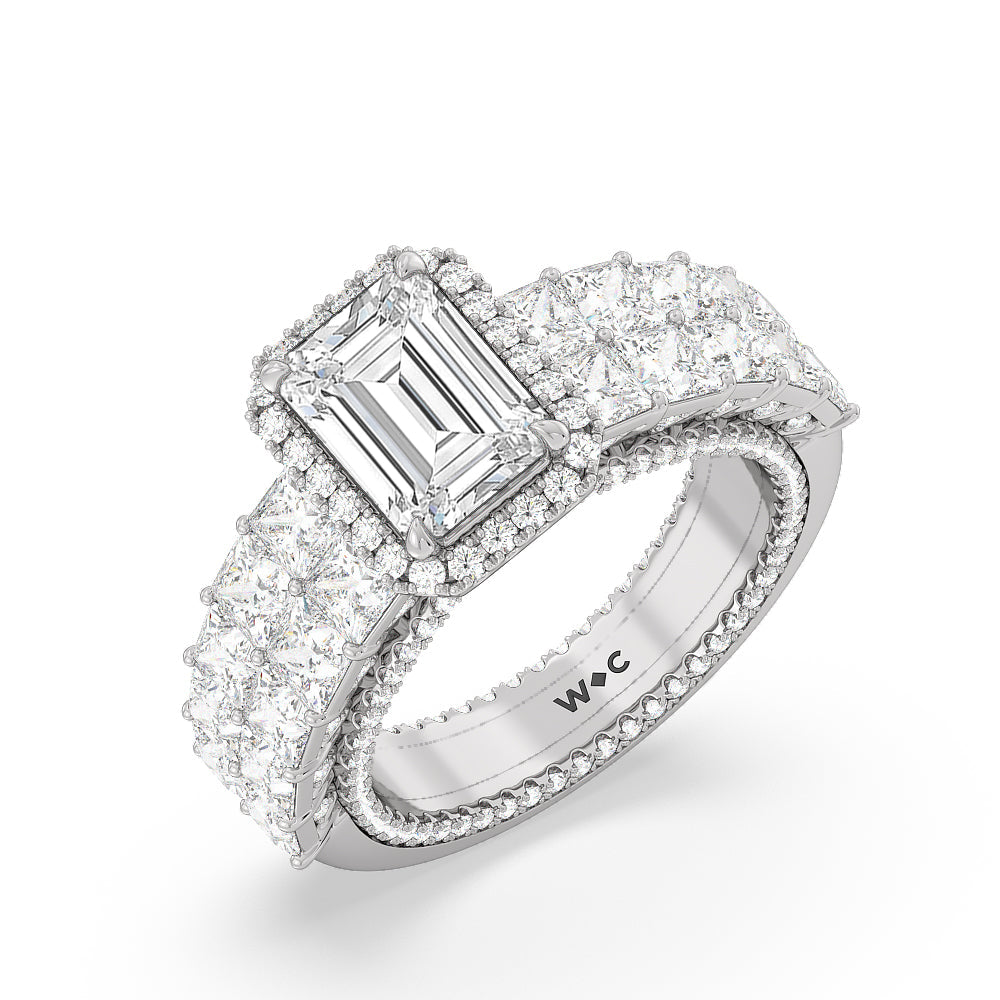 Emerald Cut The Rockefeller Ring with Lab Grown Diamond in 14KT Platinum view 3
