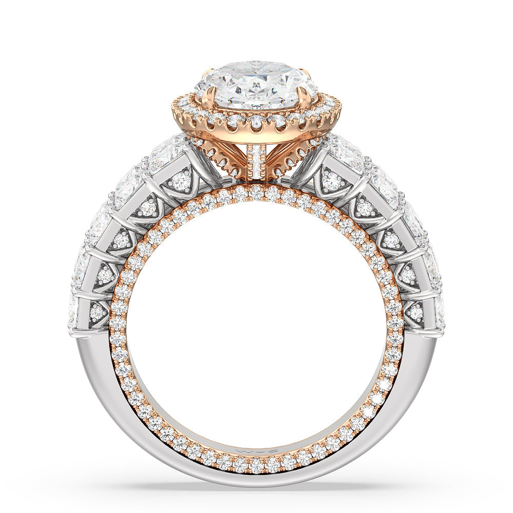 Oval Cut The Rockefeller Ring with Lab Grown Diamond in 14KT White & Rose Gold view 2
