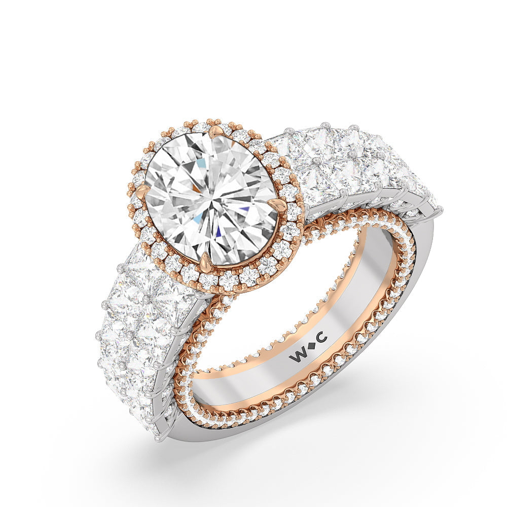 Oval Cut The Rockefeller Ring with Lab Grown Diamond in 14KT White & Rose Gold view 3
