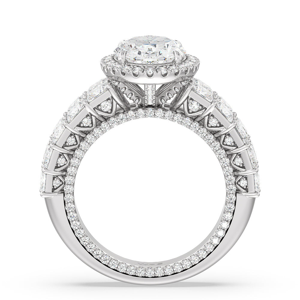 Oval Cut The Rockefeller Ring with Lab Grown Diamond in 14KT Platinum view 2

