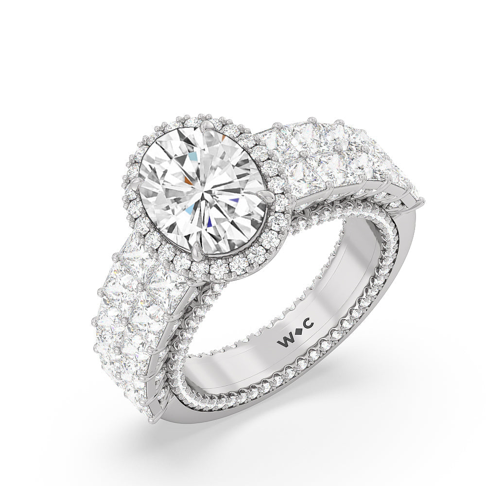 Oval Cut The Rockefeller Ring with Lab Grown Diamond in 14KT Platinum view 3
