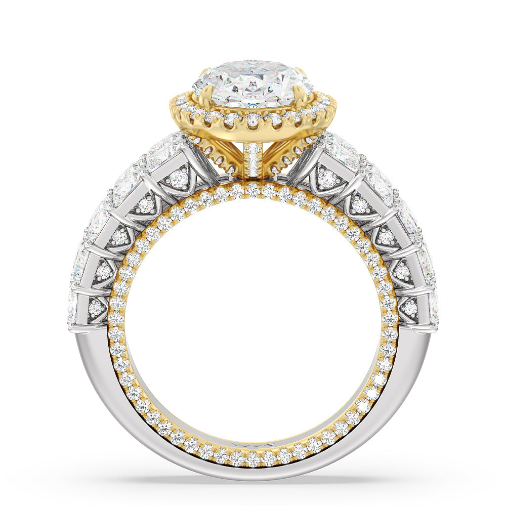 Oval Cut The Rockefeller Ring with Lab Grown Diamond in 14KT White & Yellow Gold view 2
