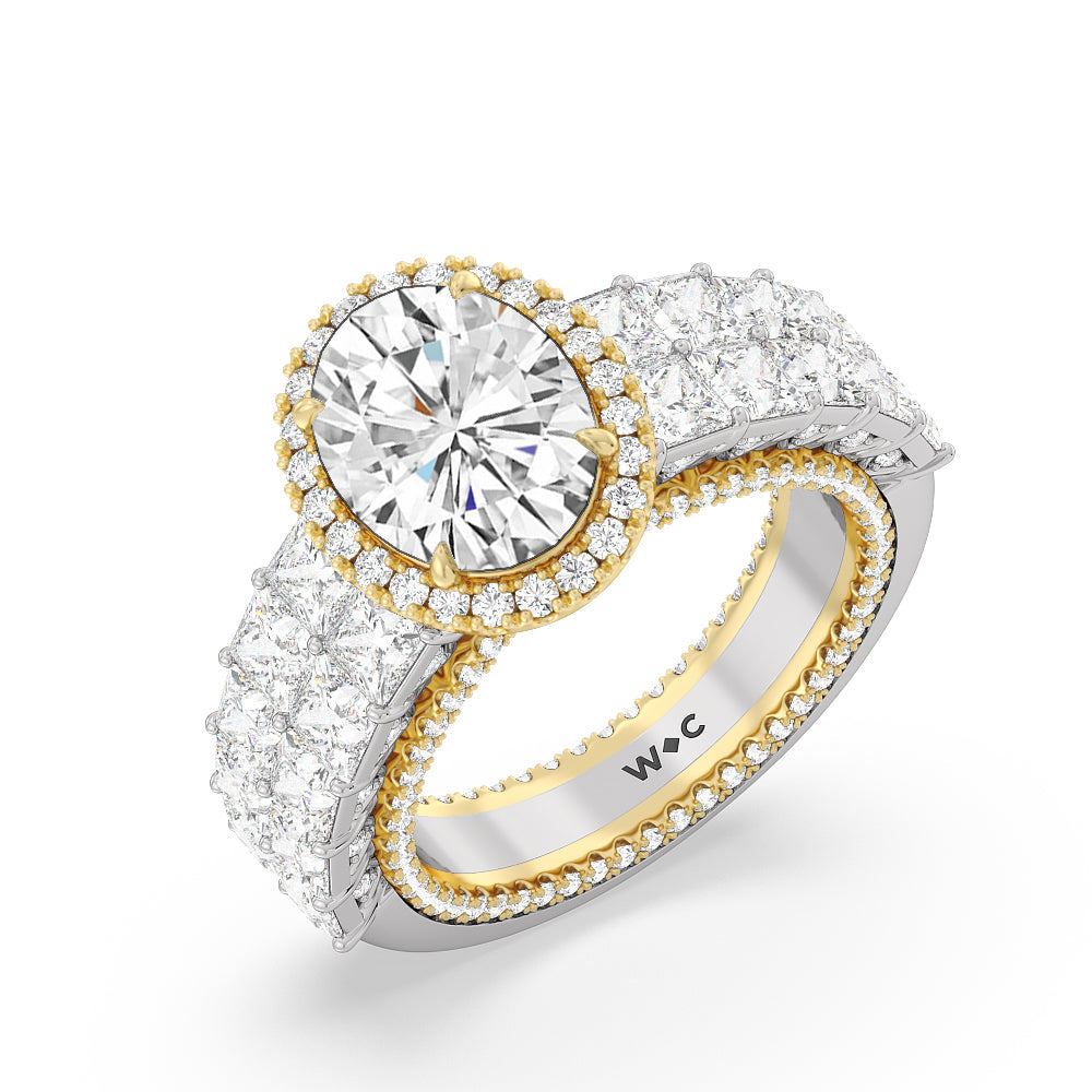 Oval Cut The Rockefeller Ring with Lab Grown Diamond in 14KT White & Yellow Gold view 3
