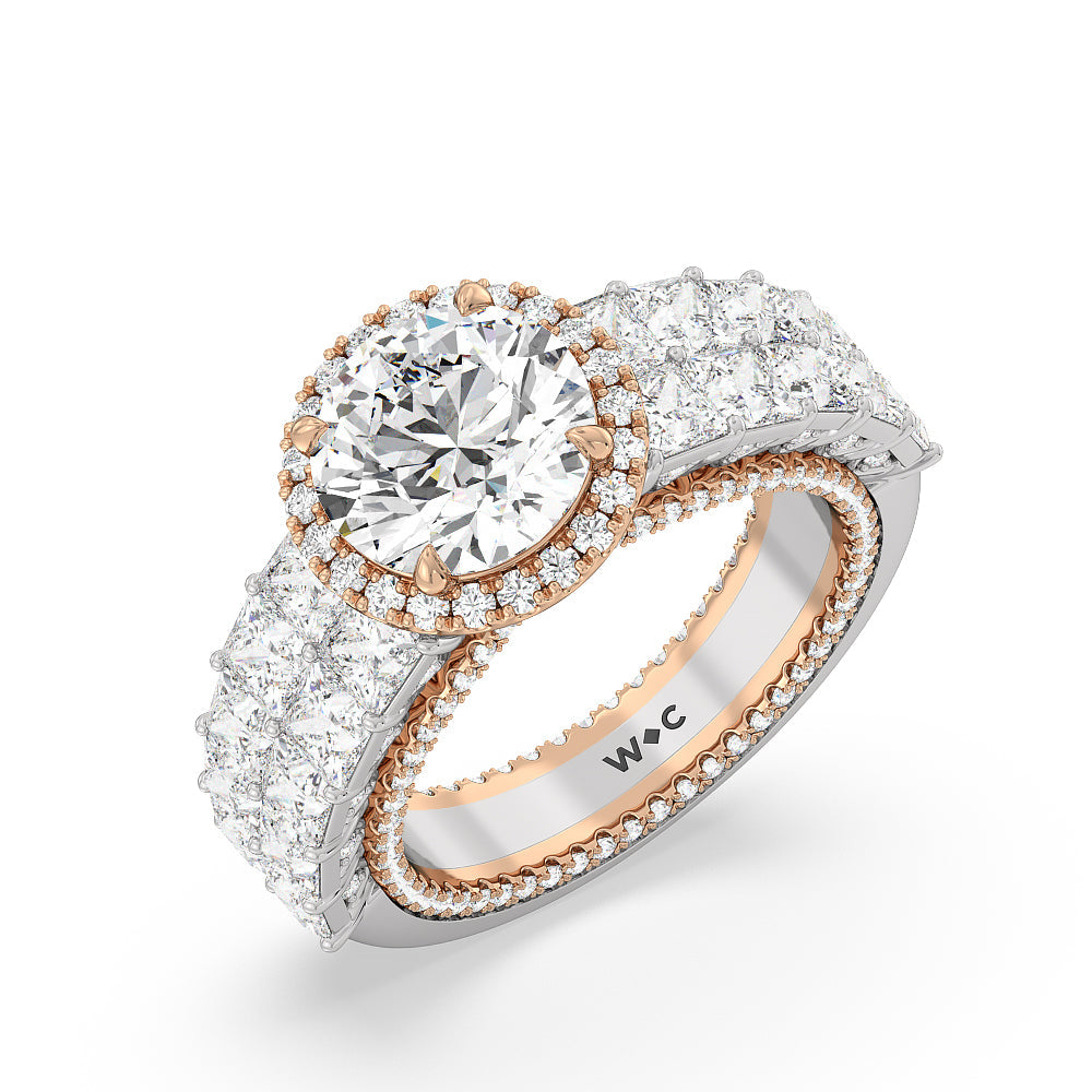 Round Cut The Rockefeller Ring with Lab Grown Diamond in 14KT White & Rose Gold view 3
