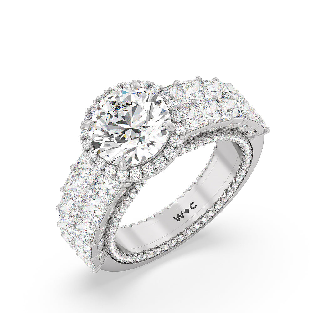 Round Cut The Rockefeller Ring with Lab Grown Diamond in 14KT Platinum view 3
