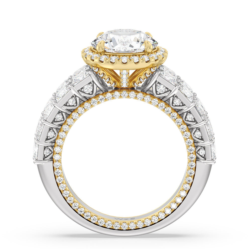 Round Cut The Rockefeller Ring with Lab Grown Diamond in 14KT White & Yellow Gold view 2

