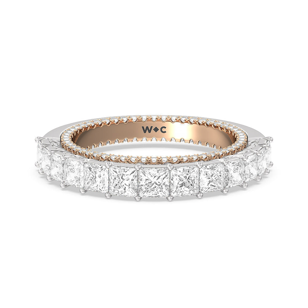 The Rockefeller Diamond Wedding Band with 18KT White & Rose Gold Cut Diamond in 14KT White & Rose Gold view 1

