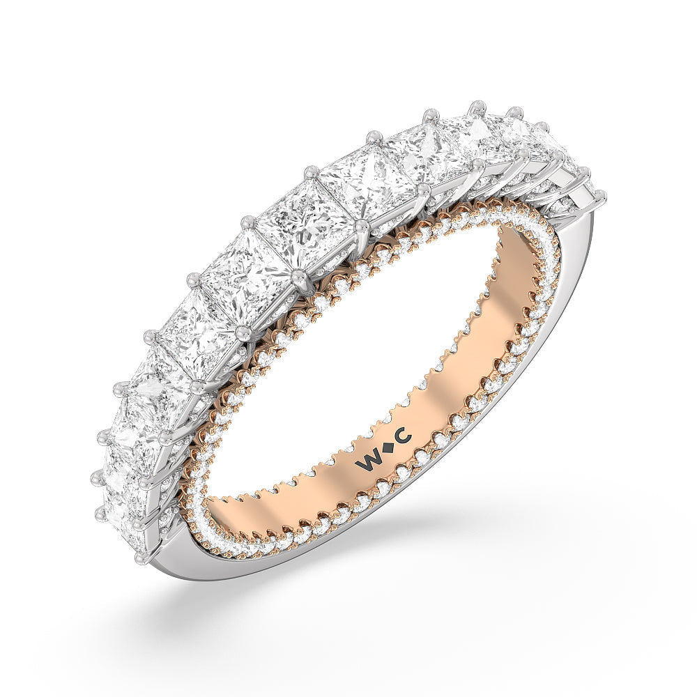The Rockefeller Diamond Wedding Band with 18KT White & Rose Gold Cut Diamond in 14KT White & Rose Gold view 4

