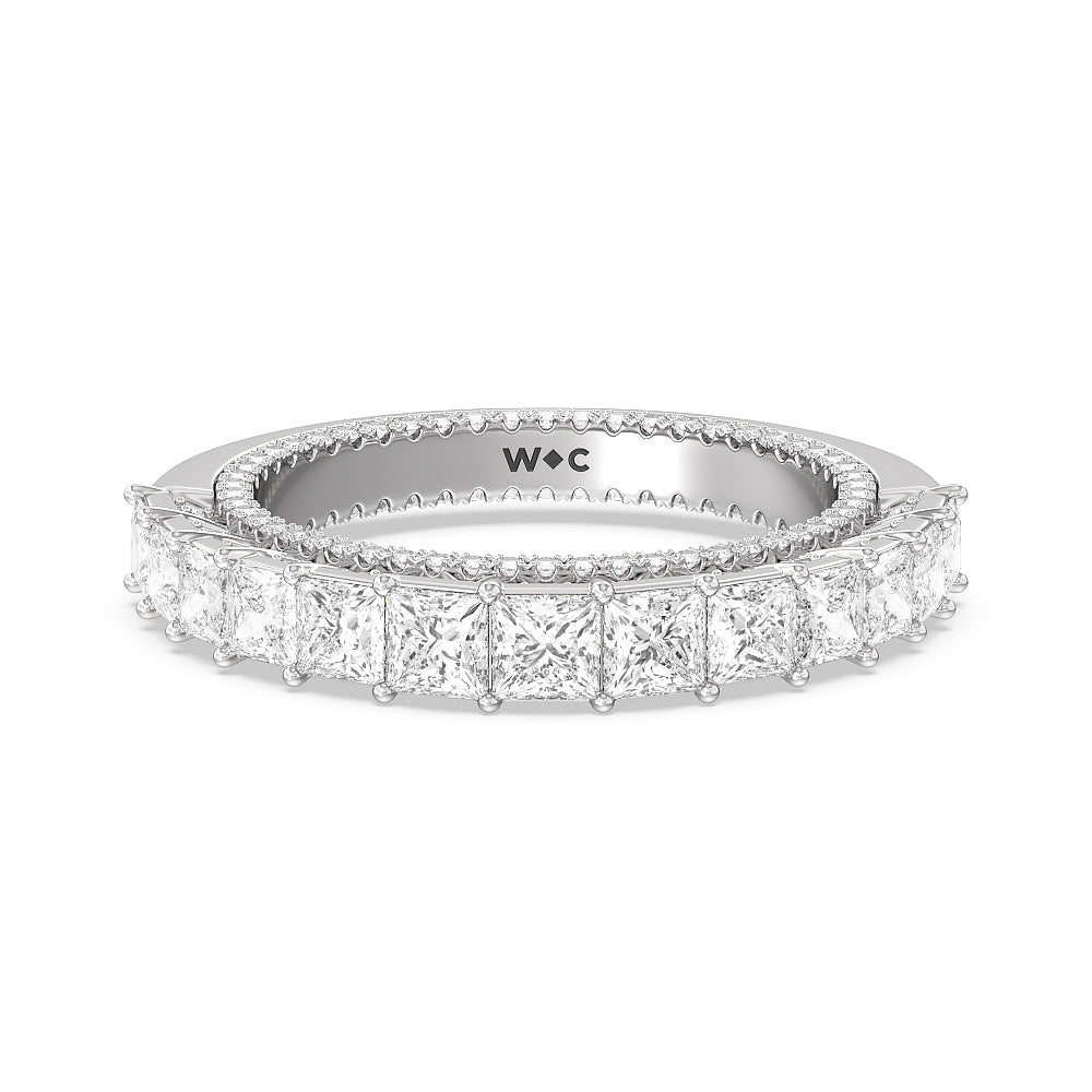 The Rockefeller Diamond Wedding Band with 18KT White Gold Cut Diamond in 14KT White Gold view 1
