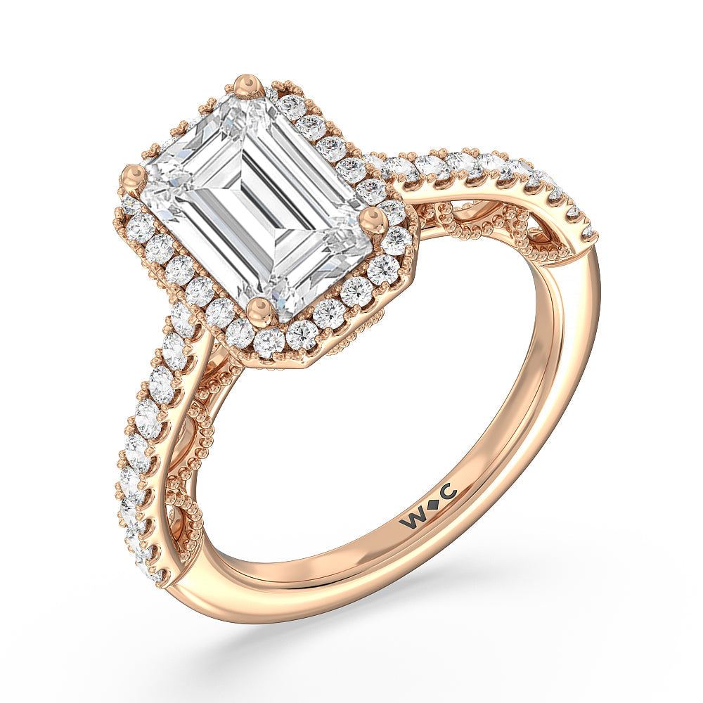 Emerald Cut The Frick Ring with Lab Grown Diamond in 14KT Rose Gold view 3
