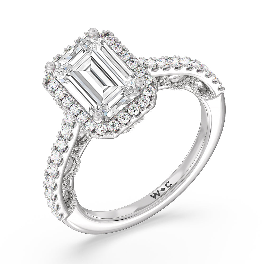 Emerald Cut The Frick Ring with Lab Grown Diamond in 14KT Platinum view 3

