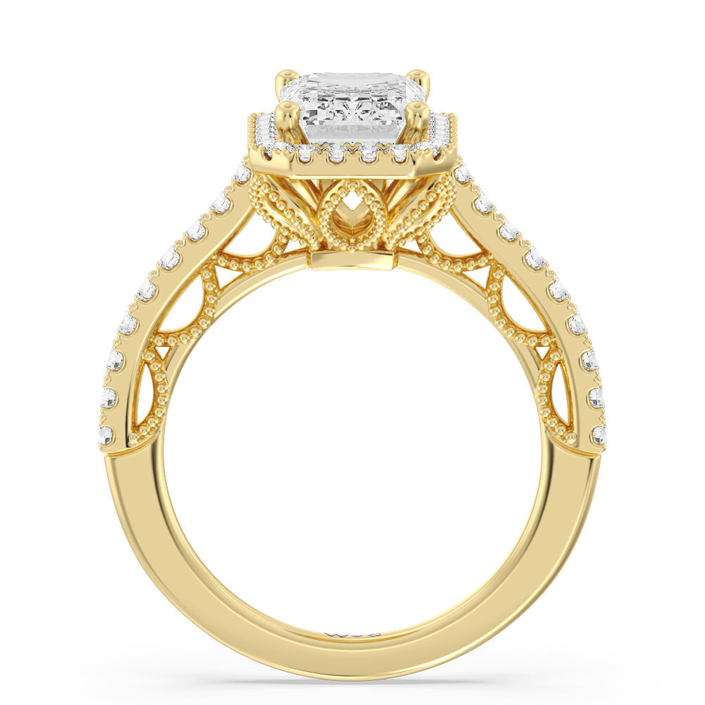 Emerald Cut The Frick Ring with Lab Grown Diamond in 14KT Yellow Gold view 2
