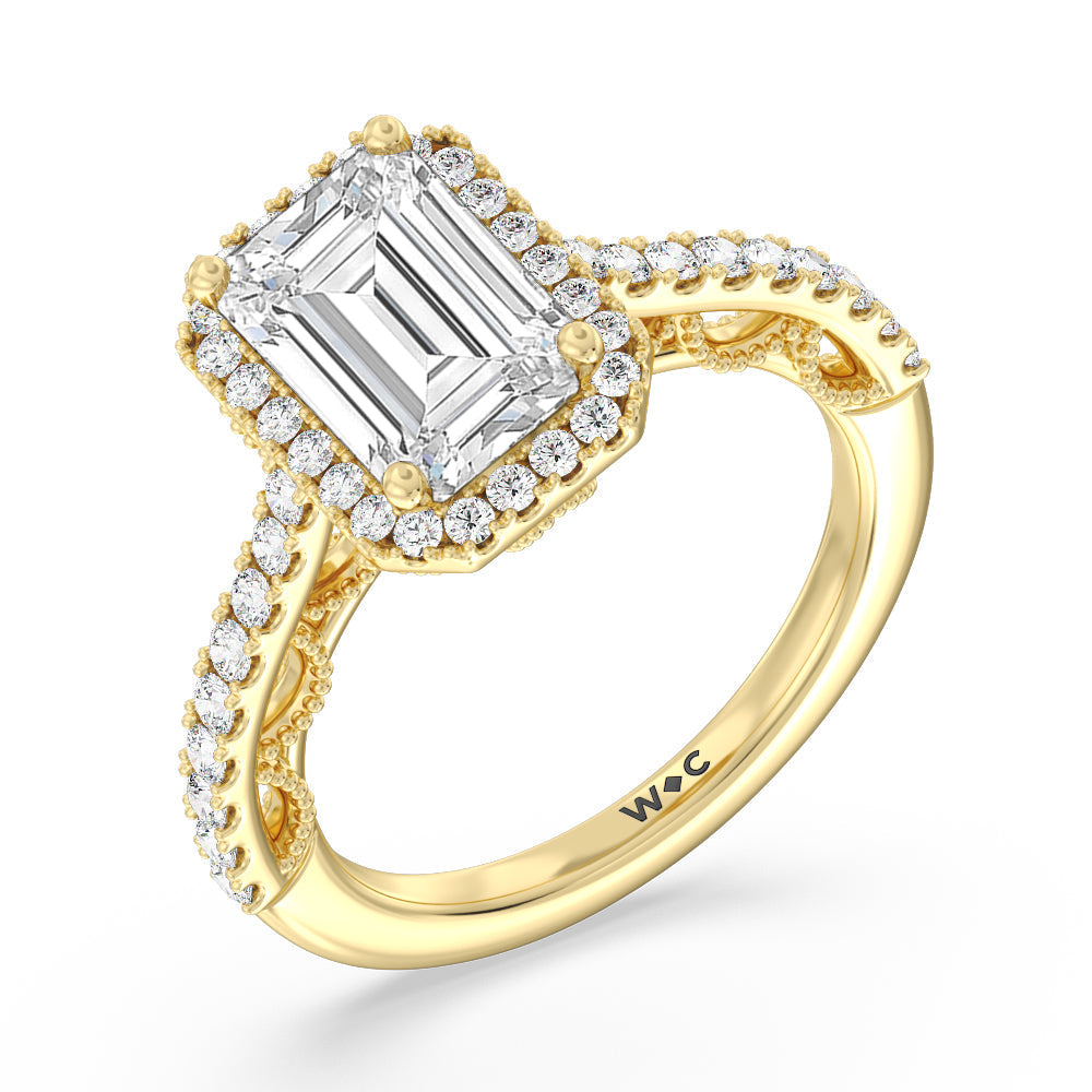 Emerald Cut The Frick Ring with Lab Grown Diamond in 14KT Yellow Gold view 3
