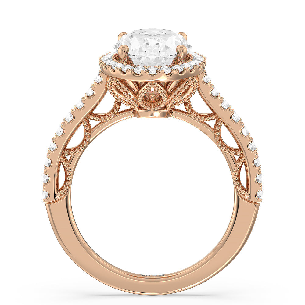 Oval Cut The Frick Ring with Lab Grown Diamond in 14KT Rose Gold view 2
