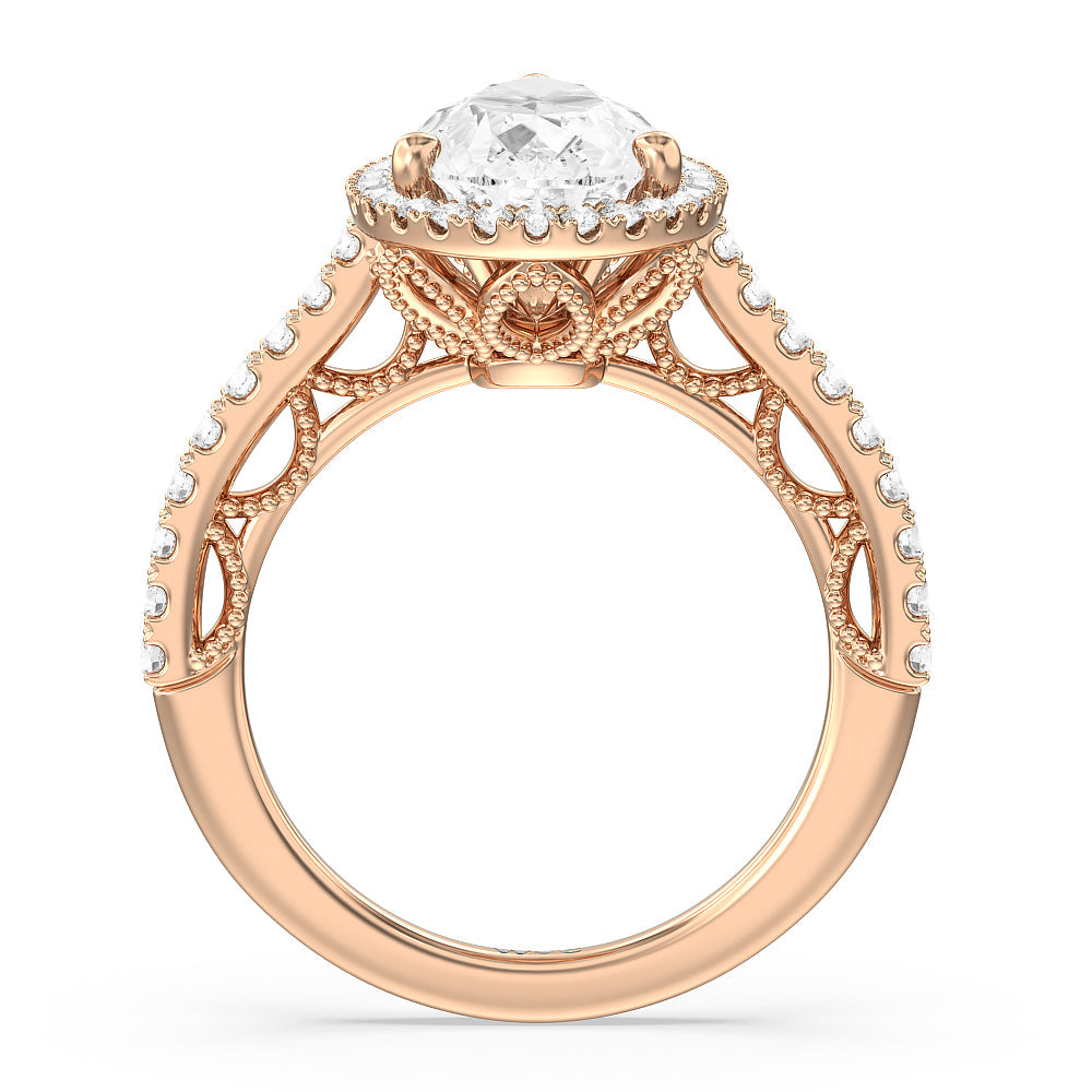 Pear Cut The Frick Ring with Lab Grown Diamond in 14KT Rose Gold view 2
