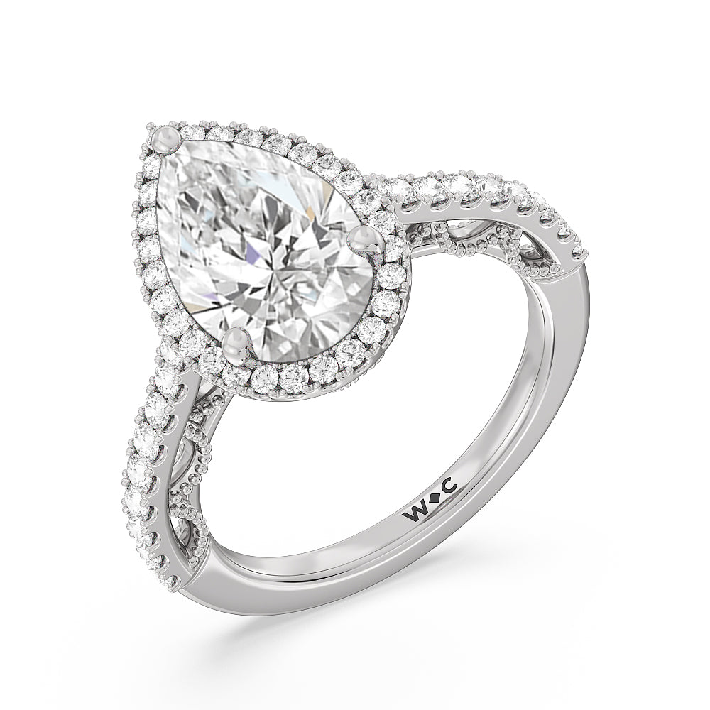 Pear Cut The Frick Ring with Lab Grown Diamond in 14KT Platinum view 3
