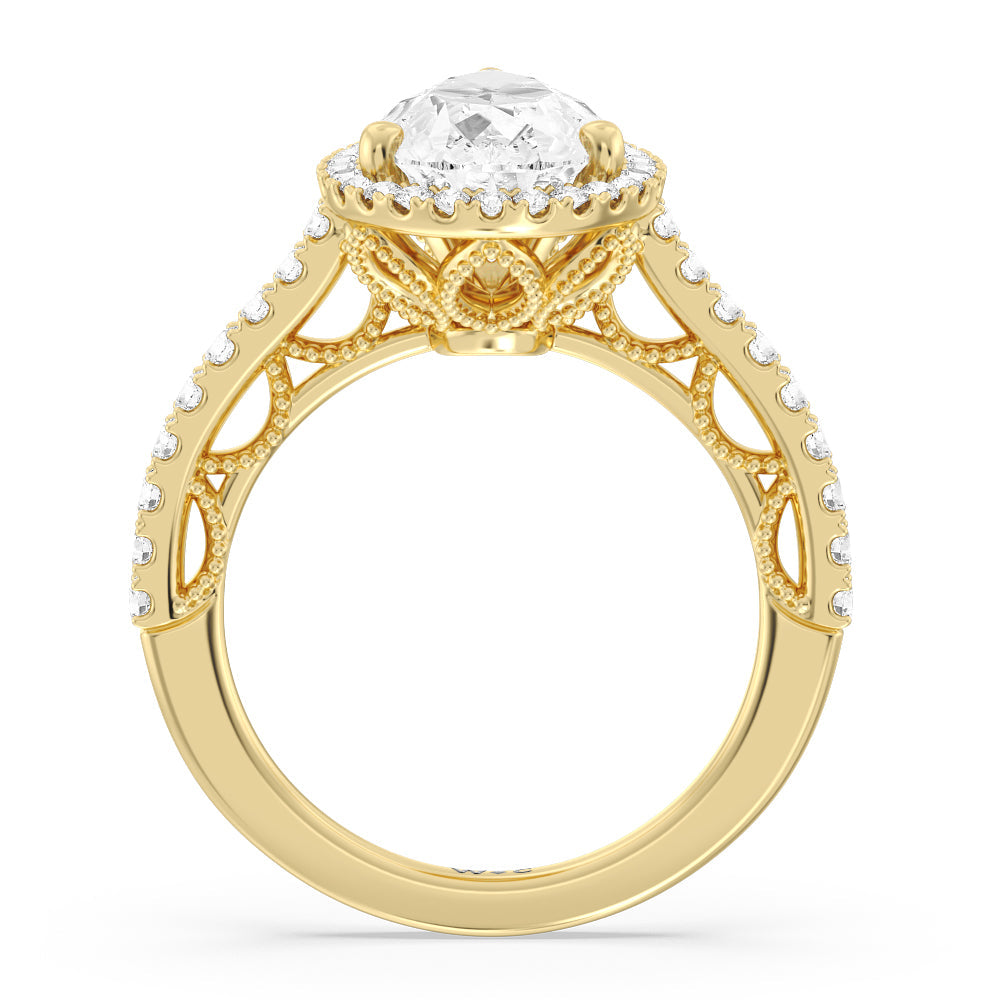 Pear Cut The Frick Ring with Lab Grown Diamond in 14KT Yellow Gold view 2

