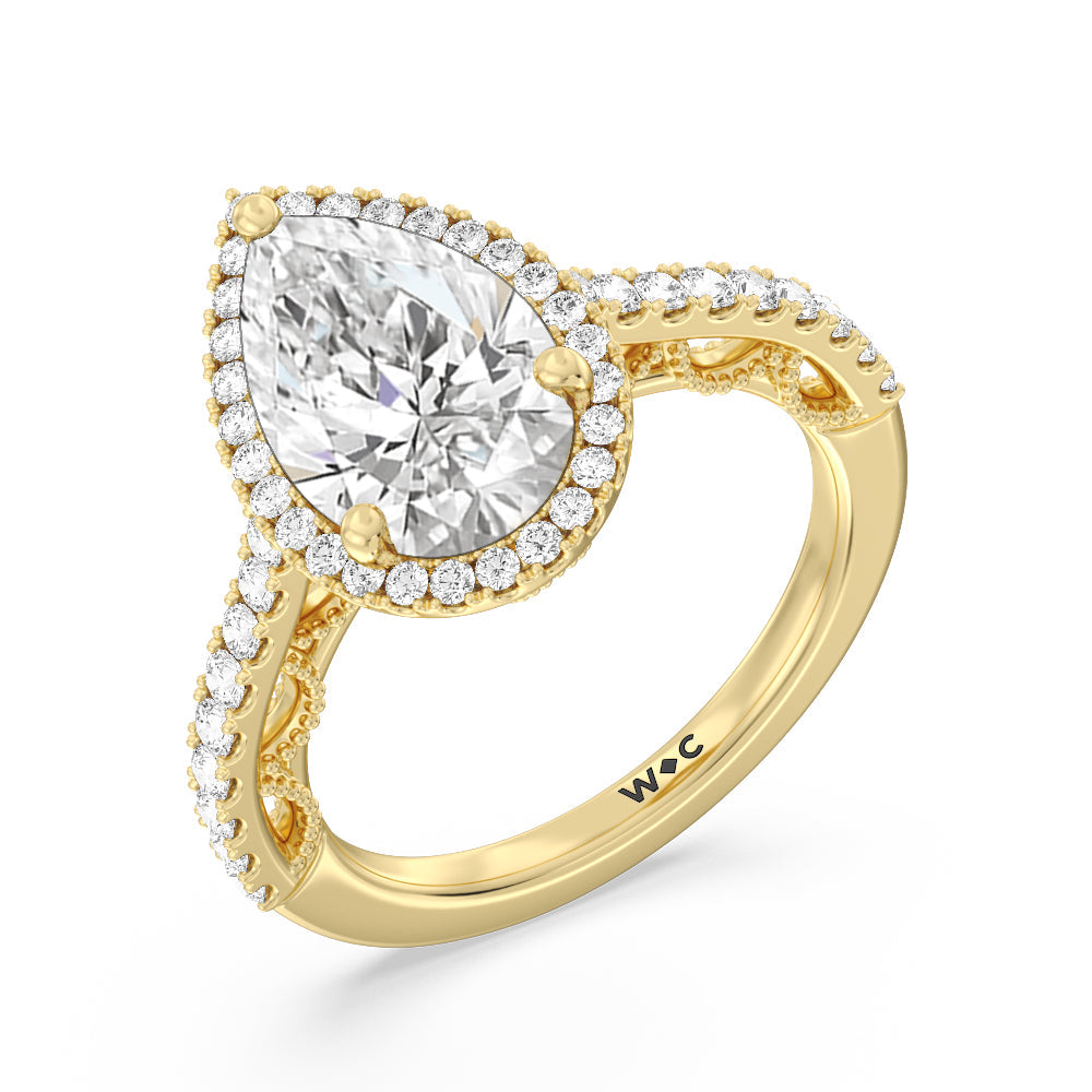 Pear Cut The Frick Ring with Lab Grown Diamond in 14KT Yellow Gold view 3
