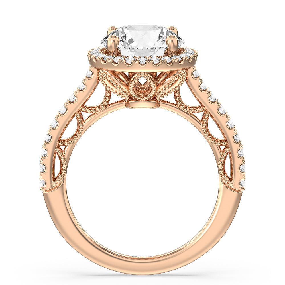 Round Cut The Frick Ring with Lab Grown Diamond in 14KT Rose Gold view 2
