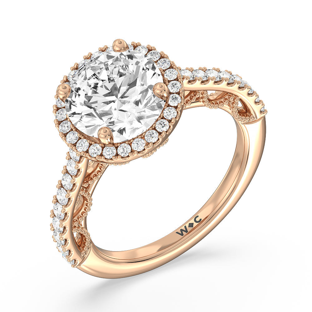 Round Cut The Frick Ring with Lab Grown Diamond in 14KT Rose Gold view 3
