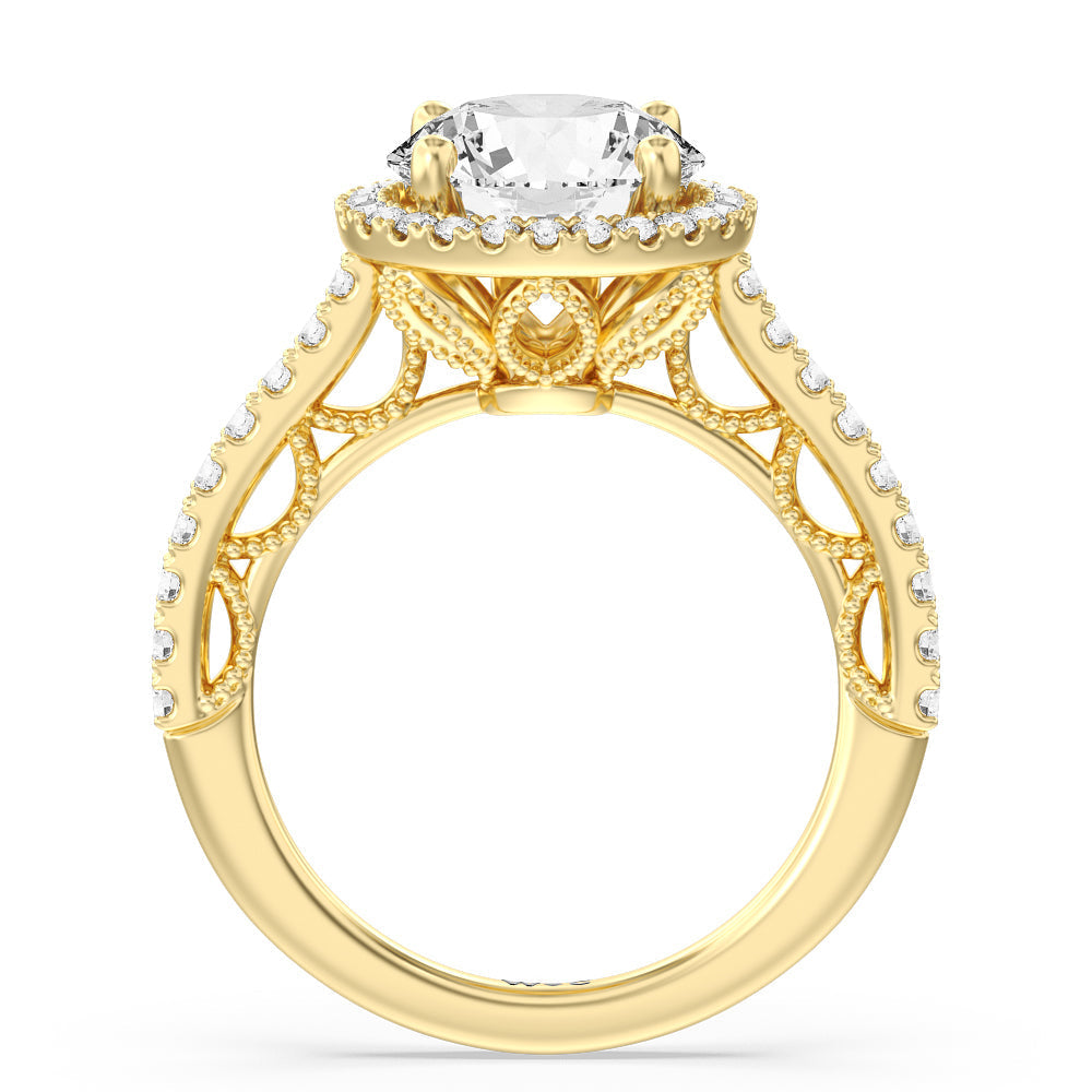 Round Cut The Frick Ring with Lab Grown Diamond in 14KT Yellow Gold view 2
