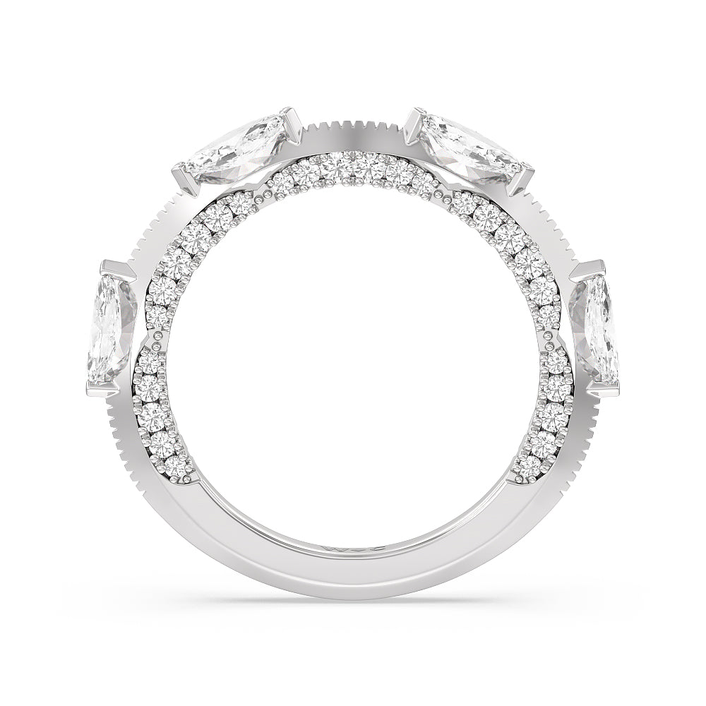 Celestia Marquise Set Studded Gallery Wedding Band with 18KT White & Rose Gold Cut Diamond in 14KT White & Rose Gold view 6
