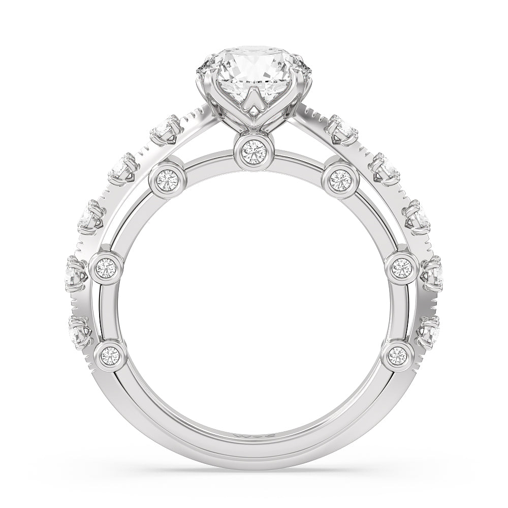 Celestia Studded Gallery Engagement Ring with Round Cut Diamond in 14KT Platinum view 2
