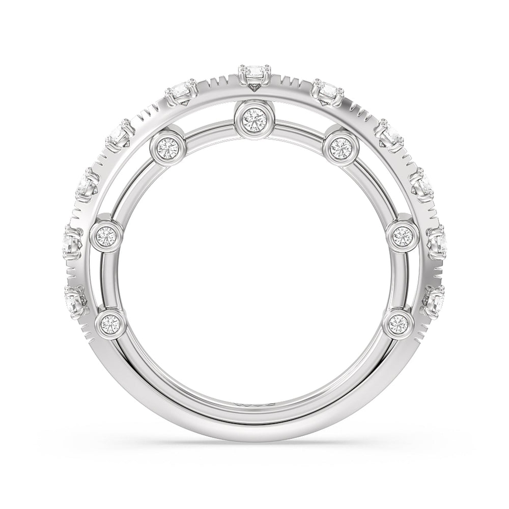 Celestia Studded Gallery Diamond Wedding Band with Lab Cut Diamond in 14KT White Gold view 2
