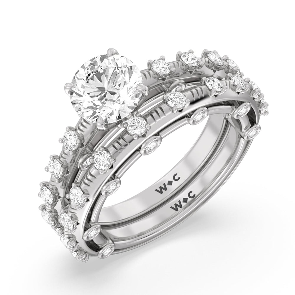 Celestia Studded Gallery Engagement Ring with Oval Cut Diamond in 14KT Platinum view 6
